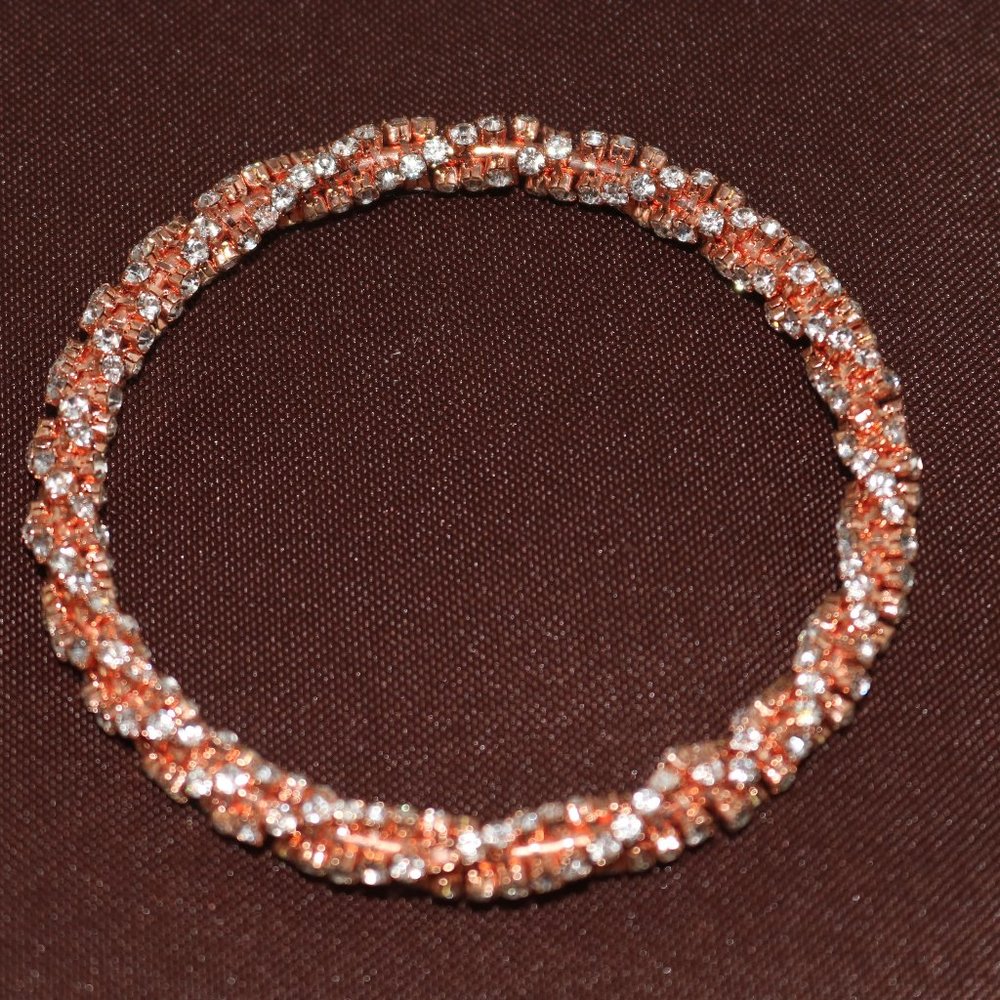 Women's Orange and Clear Crystal Bangle Bracelet